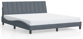 Estrutura de cama c/ luzes LED 180x200cm veludo cinzento-escuro
