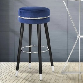 BANCO DE BAR PARIS Ø 35X74 CM AZUL, PRETO E PRATEADO