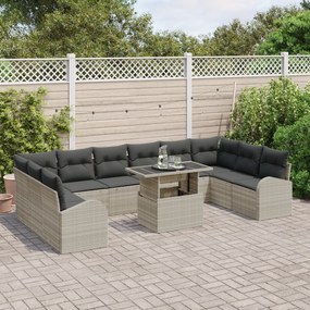 Conjunto de Sofás para Jardim vidaXL com Almofadas Cinzento-Claro Ratt