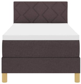 Cama Box Spring com Colchão Castanho Escuro 80x200 cm Tecido