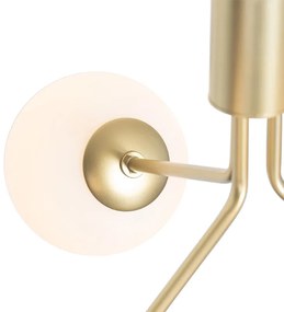 Moderno candeeiro suspenso dourado com vidro opalino 3 luzes - Coby Art Deco