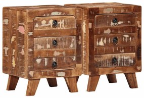 Mesas de cabeceira 2 pcs 37x32x50 cm madeira recuperada maciça