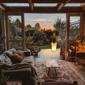 Candeeiro de chão exterior branco 60 cm vaso de flores IP44 - Verano