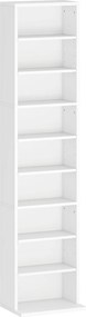 HOMCOM Estante Suportes para CDs e DVDs Estreitos com 9 Compartimentos Prateleiras Ajustáveis 33x24x140 cm Branco | Aosom Portugal