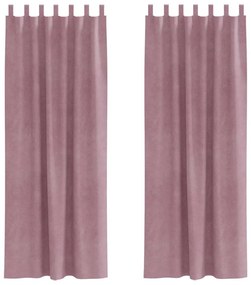 Cortinas Blackout vidaXL com Laços para Pendurar 2 pcs Veludo Rosa Esc