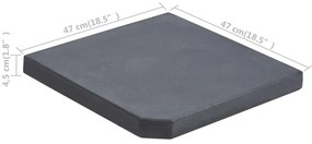 Base para guarda-sol quadrada em granito 25 kg preto