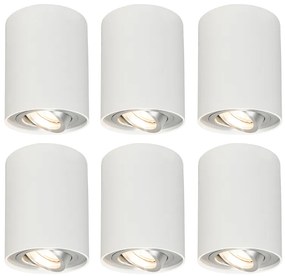 Conjunto de 6 focos brancos rotativos e inclináveis - Rondoo 1 Up Design,Moderno