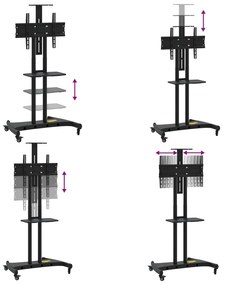 Suporte de TV c/ rodas ecrãs de 32-70" Max VESA 600x400mm 60kg