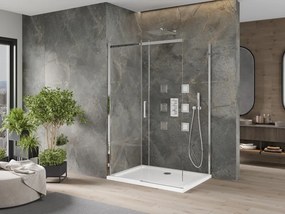 Mexen Omega cabine de duche de correr 120 x 70 cm, transparente, cromada + base de duche plana - 825-120-070-01-00-4010