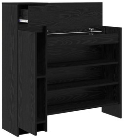 Cabine de Sapatos Carvalho Preto 100.5x28x100 cm Madeira Engenheirada