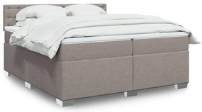 vidaXL Cama com molas/colchão 200x200 cm tecido castanho-acinzentado