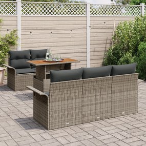 Conjunto de Sofás de Jardim vidaXL de 6 Peças com Almofadas Cinzas Rat