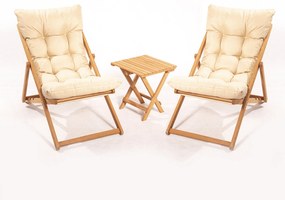 Conjunto de Mesa e Cadeiras de Jardim My005 – Castanho Creme – 40x40x4