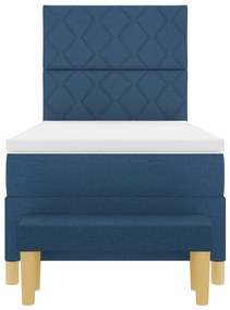 Cama Box Spring com Colchão e Banco Azul 90x190 cm Tecido
