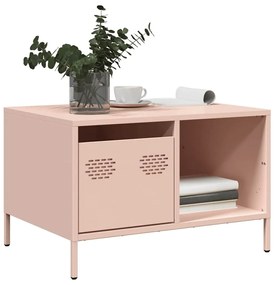 vidaXL Mesa de centro 68,5x50x43,5 cm aço laminado a frio rosa