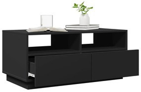 Mesa de centro com luzes LED 90x49x40 cm preto