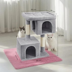 Arranhador com 2 cavernas 68 x 48 x 101 cm cinzento claro