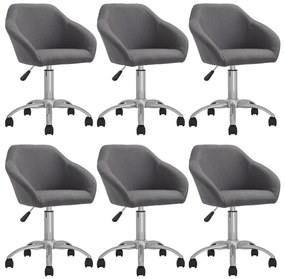vidaXL Cadeiras de jantar giratórias 6 pcs tecido cinzento-claro