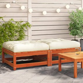vidaXL Apoios pés jardim c/ almofadões 2 pcs pinho maciço castanho-mel