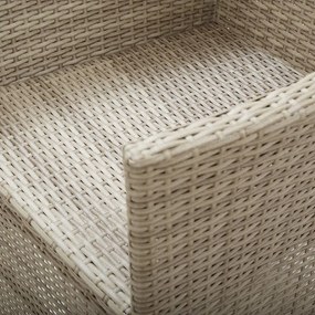 Cadeiras jardim reclináveis 2 pcs c/ almofadões vime PE bege