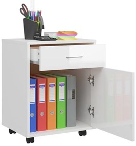 Móvel com rodas 45x38x54 cm derivados madeira branco brilhante