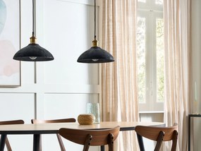 Candeeiro de teto para 2 lâmpadas em madeira preta CHEYYAR Beliani