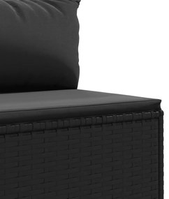 5 pcs conjunto lounge de jardim c/ almofadões vime PE preto