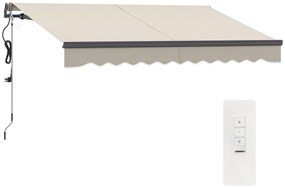 Outsunny Toldo Elétrico Retrátil com Controlo Remoto 296x250 cm Toldo de Exterior Enrolável com Manivela e Proteção UV30+ Creme