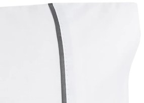 Todas as medidas - Lençóis 100% algodão branco percal de 200 fios: Vies Cor Cinzento 1 lençol capa ajustavel 140x200+30 cm + 1 lençol superior 220x290 cm + 2 fronhas 50x70 cm fecha com pala interna