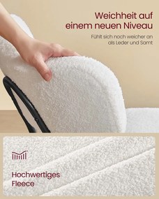 Conjunto de 2 cadeiras de sala de jantar com superfície em velo branco creme