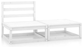 2 pcs conjunto lounge de jardim pinho maciço branco
