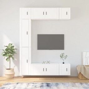 vidaXL Conjunto móveis de TV 7 pcs madeira processada branco
