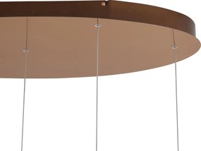 Candeeiro Suspenso de Design Ouro Rosa com Vidro Âmbar incl. LED Regulável em 3 Passos 5 Luzes Easylift - Fiera