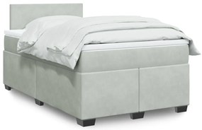 Cama boxspring c/ colchão 120x200 cm veludo cinzento-claro