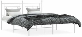 Estrutura de cama com cabeceira 150x200 cm metal branco