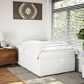 Cama boxspring com colchão 120x190 cm couro artificial branco