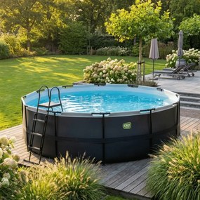 Piscina redonda Black Leather ø427x122cm com bomba de filtro de areia - preta