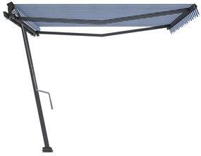 Toldo retrátil manual independente 450x350 cm azul e branco