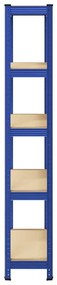 5-Layer Storage Shelf Blue Steel&amp;Madeira de engenharia