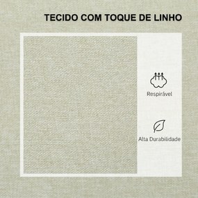 Sofá de 2 Lugares Estofado em Linho Sintético com Espaço de Armazenamento 2 Almofadas e Pés de Madeira 135x71x84 cm Bege