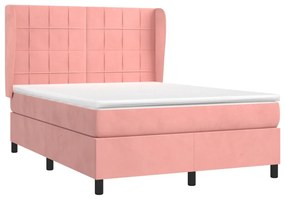 Cama com molas/colchão 140x190 cm veludo rosa