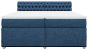Cama com molas/colchão 200x200 cm tecido azul