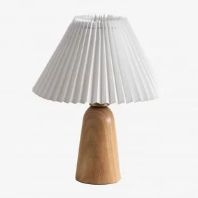 Candeeiro De Mesa Em Madeira Jeremaia Branco - Castanho Madeira - Sklum