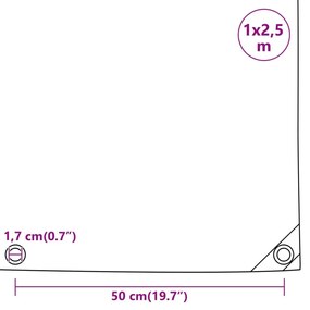 Lona 1x2,5 m 650 g/m² cinzento