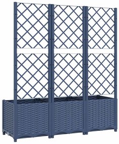 Vaso/floreira jardim c/ treliça 120x40x136 cm PP cinzento azul