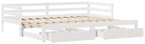 Sofá-cama com gavetão e gavetas sem colchão 90x190 cm branco