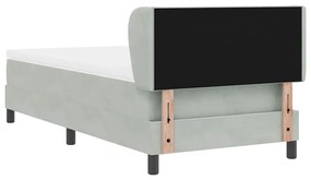 Cama Box Spring vidaXL com Colchão Cinza Claro 90x190 cm Veludo