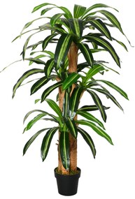 Outsunny Planta Artificial Decorativa Dracaena com Pote Árvore Sintética 66 Folhas Ø20x160 cm Verde