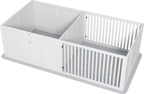 Caixa de parto para cães e cachorros, parque de parto para cães com porta de altura ajustável 166 x 80 x 50 cm, branco