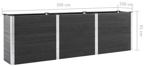 Canteiro elevado de jardim 300x100x91 cm WPC cinzento